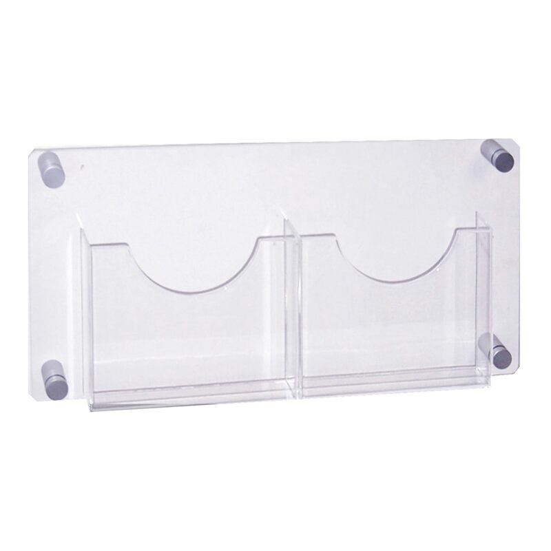 Azar Displays 2-Pocket Acrylic Wall-Mount Brochure Holder, 11inH x 23inW x 1-1/2inD, Clear