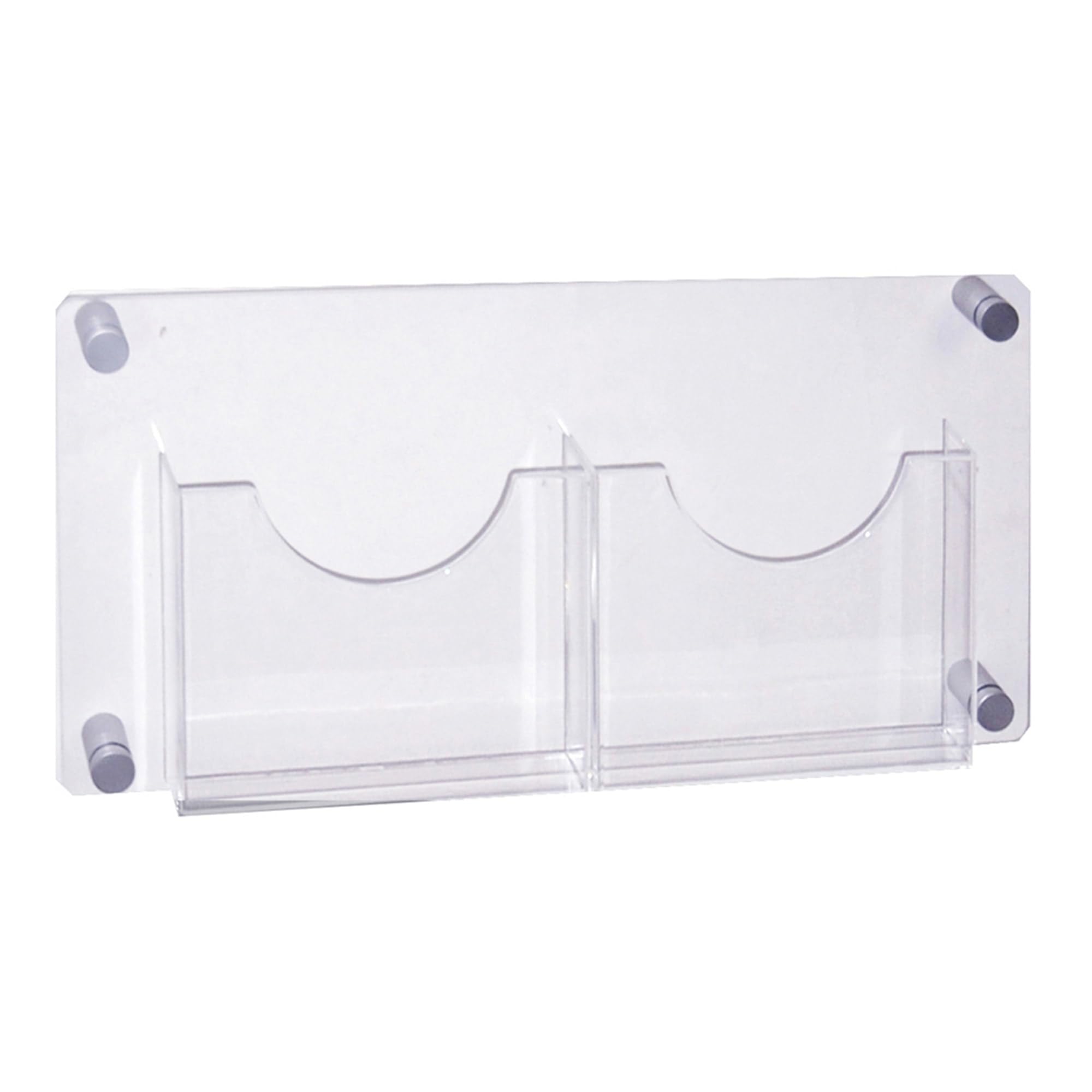Azar Displays 2-Pocket Acrylic Wall-Mount Brochure Holder, 11inH x 23inW x 1-1/2inD, Clear