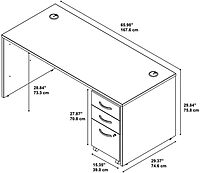 Bush Business Furniture Series C 66W x 30D Office Desk with Mobile File Cabinet in Hansen Cherry Hansen Cherry 66W x 30D