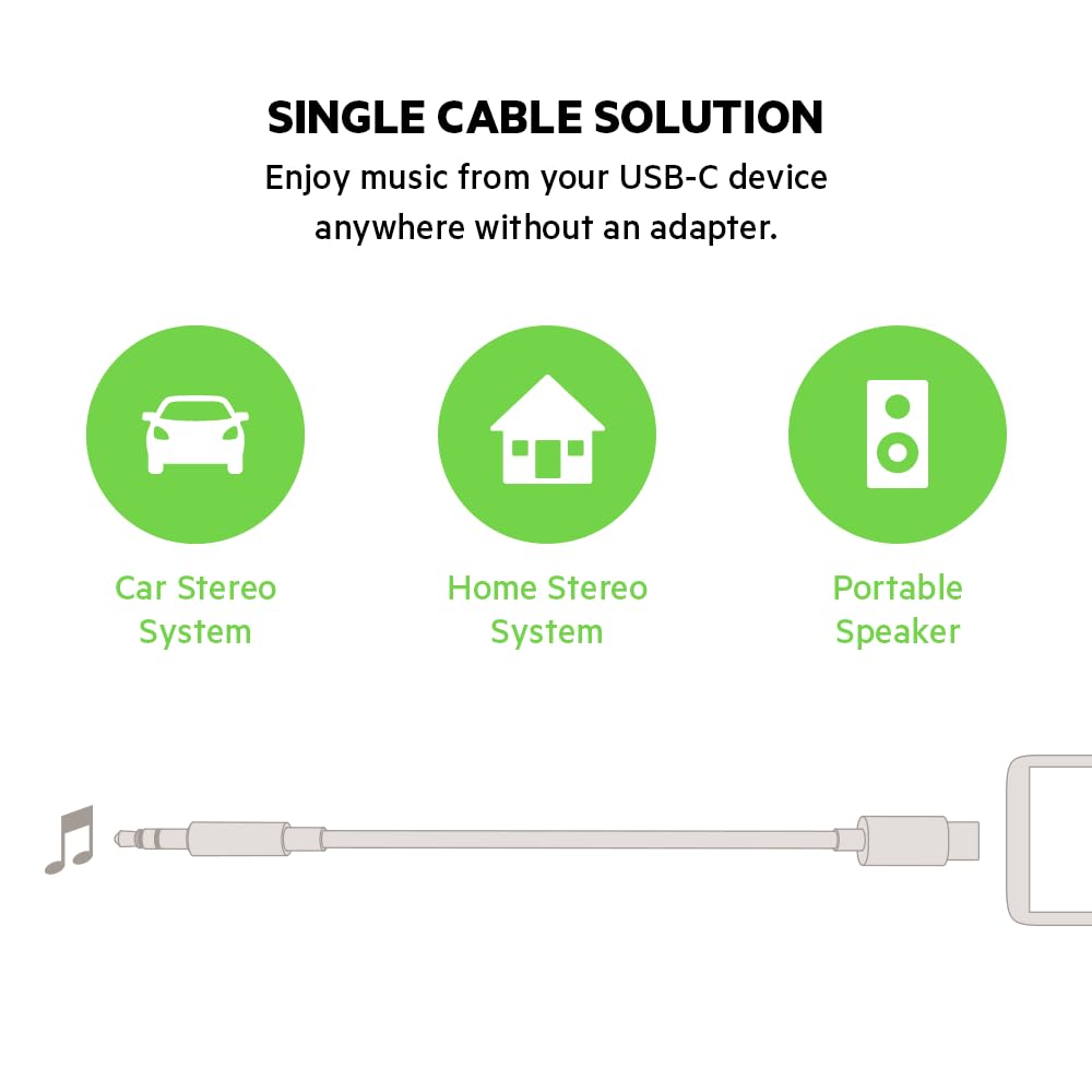 Belkin 3.5mm Audio Cable with USB-C Connector, 3 Ft, Black