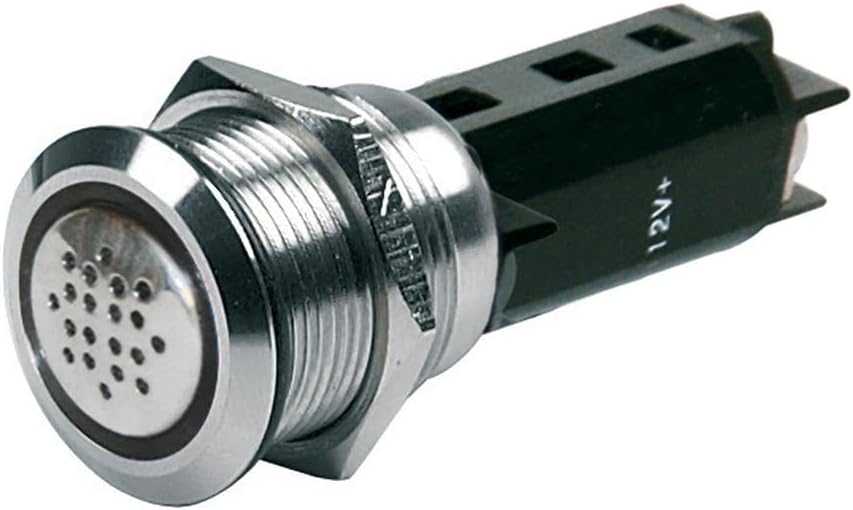 BEP 12V Buzzer w/Red LED Warning Light - Stainless Steel