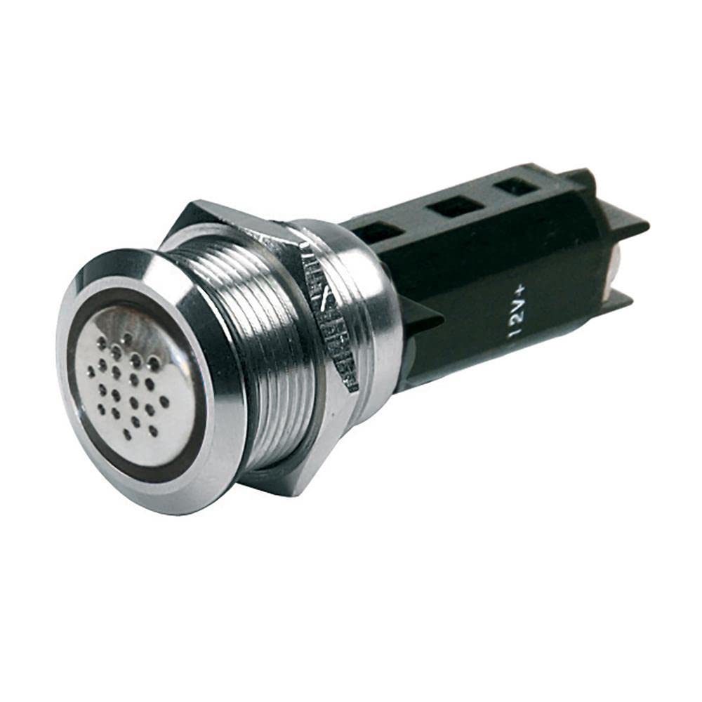 BEP 12V Buzzer w/Red LED Warning Light - Stainless Steel