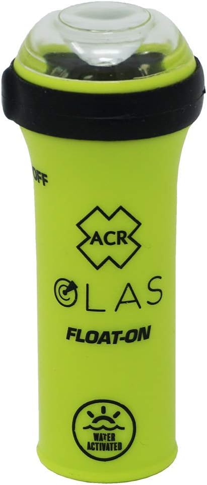ACR OLAS FLOAT-ON Man Overboard System for adults, kids, and pets with integrated LED Flashlight and Water Activated Strobe