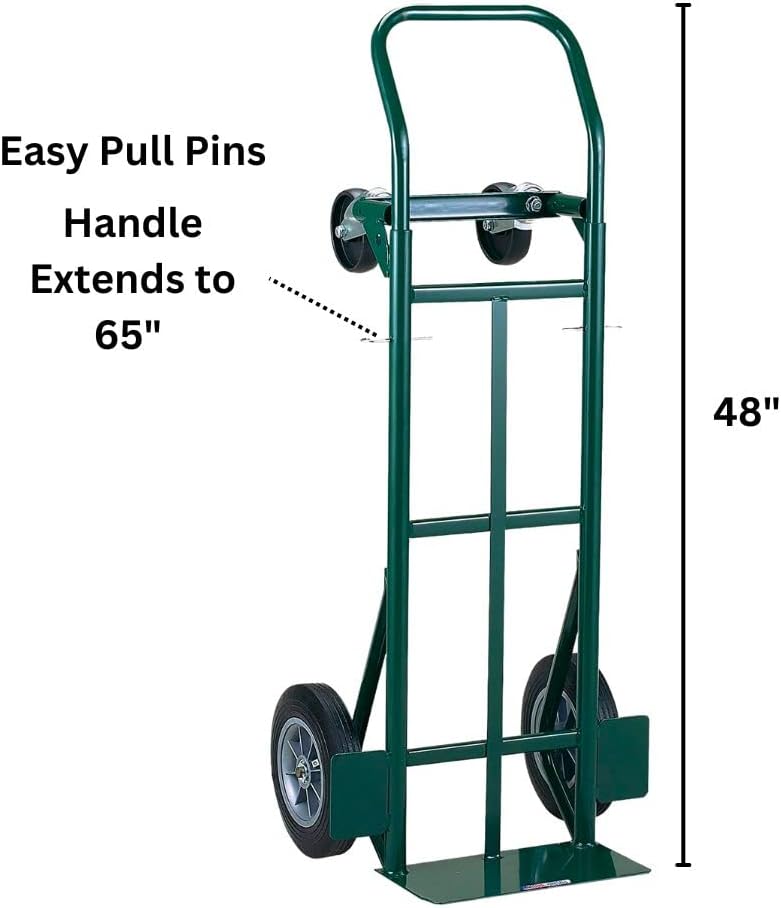 Harper Trucks Super-Steel Convertible Hand Truck, 700 lb Capacity, Telescoping Handle to 62" 10" Wheels