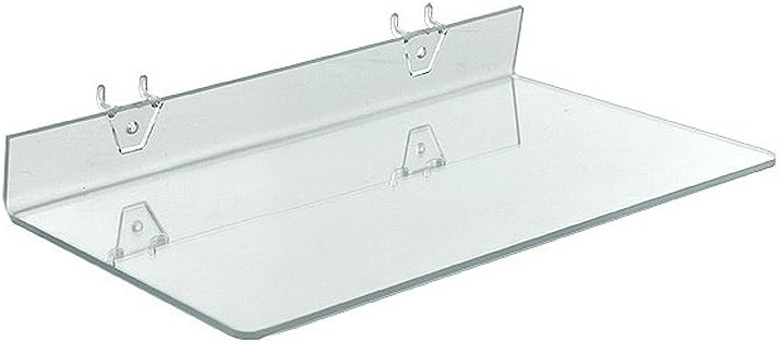 Azar Displays Clear Acrylic Shelf for Pegboard or Slatwall (4 Pack)