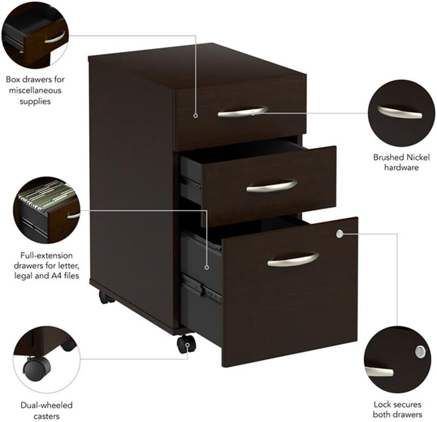 Bush Business Furniture Arrive 3 Drawer Mobile File Cabinet