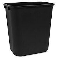 Sparco Rectangular Wastebasket, 7 Gallons, 15in x 14 1/2in, Black