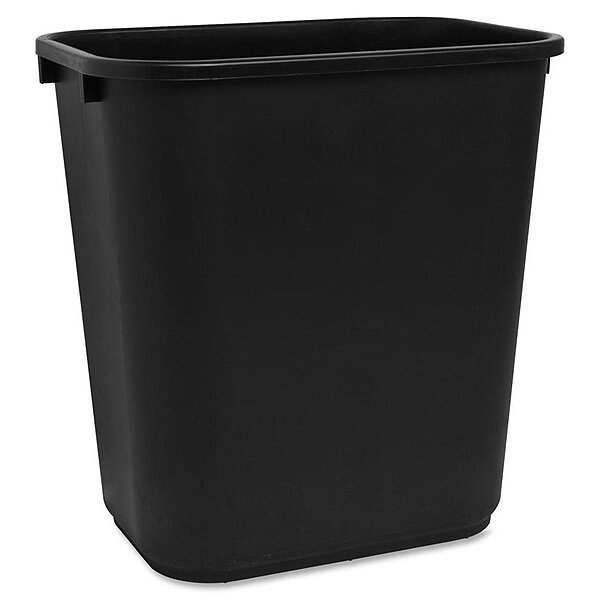 Sparco Rectangular Wastebasket, 7 Gallons, 15in x 14 1/2in, Black