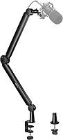 Mount-It! Mic Arm, Microphone Boom Arm, Adjustable Full Motion Mic Desk Mount, for Streaming, Gaming, Podcast, Recording, 3/8" and 5/8" Compatible, Height up to 33.3", Black