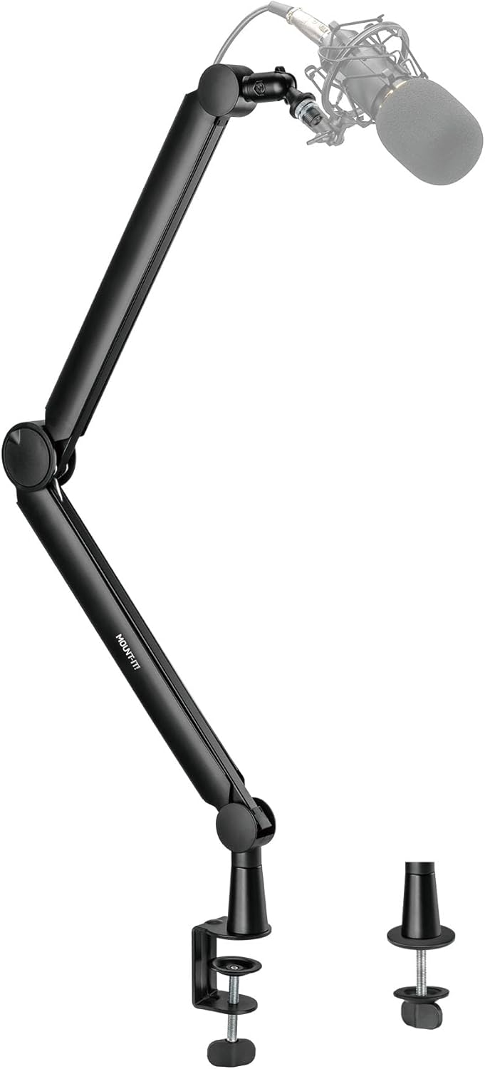 Mount-It! Mic Arm, Microphone Boom Arm, Adjustable Full Motion Mic Desk Mount, for Streaming, Gaming, Podcast, Recording
