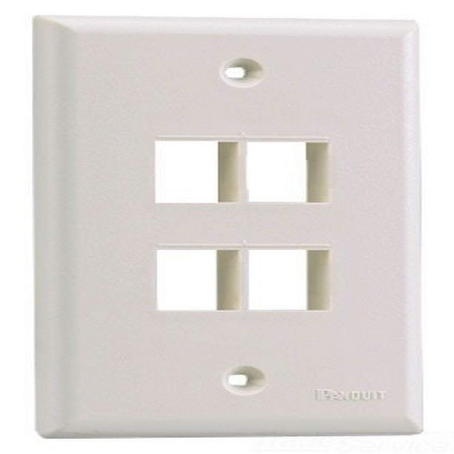 Panduit NK4FNWH 1-Gang 4-Port Faceplate, White