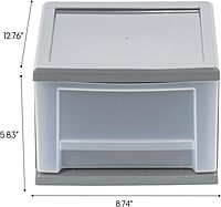 Iris Stackable Storage Bins With Drawers, 5-13/16inH x 8-3/4inW x 12-3/4inD, Gray, Set Of 5 Bins