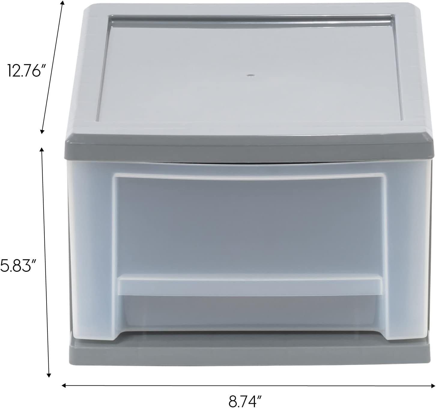Iris Stackable Storage Bins With Drawers, 5-13/16inH x 8-3/4inW x 12-3/4inD, Gray, Set Of 5 Bins