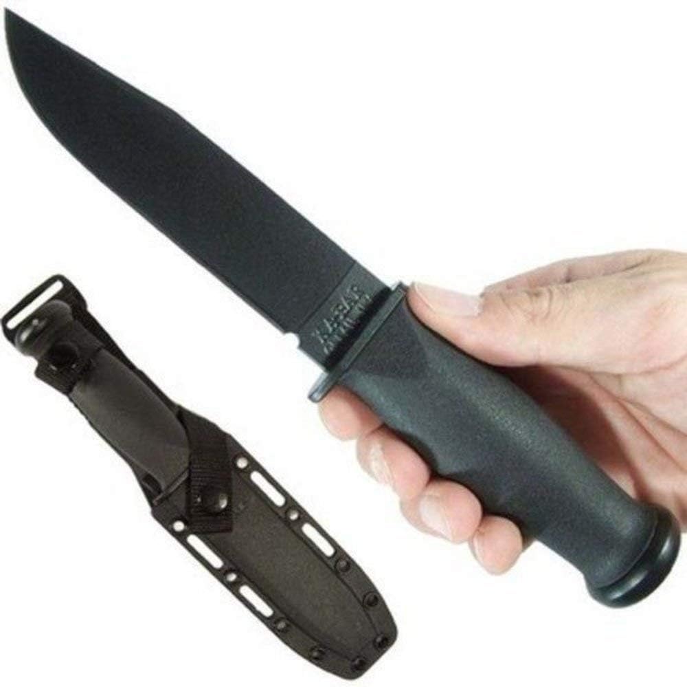 Ka-Bar Kraton Handled Straight Edge Mark 1 Knife , BLACK, 9 3/16-Inch