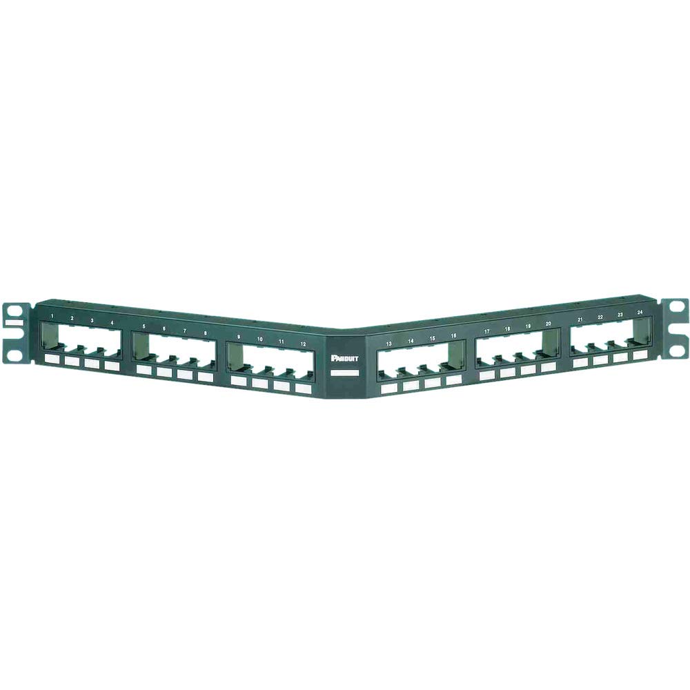 Panduit CPPA24FMWBLY Angled 24-Port Flush-Mount Patch Panel, Black 1 RU Black