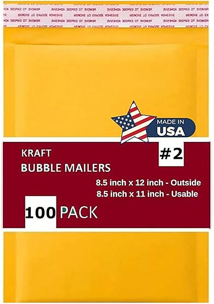 2 - Kraft Bubble Mailer - 100 Padded Self Sealing Envelopes