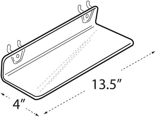 Azar Displays Clear Acrylic Shelf for Pegboard or Slatwall (4 Pack)