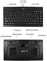WKB-3100UB Wireless Mini Trackball Keyboard - Compact 87-Key Layout, Built-in 800 DPI Optical Trackball
