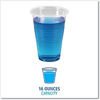Boardwalk TRANSCUP16CT Translucent Plastic Cold Cups, 16oz, 50/Bag, 20 Bags/Carton
