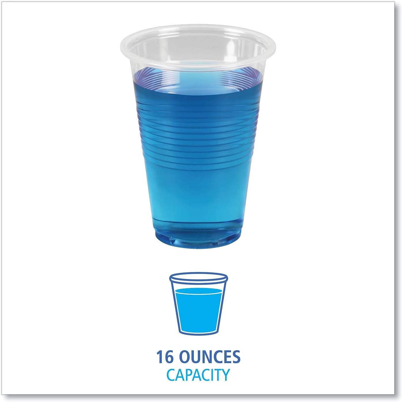 Boardwalk TRANSCUP16CT Translucent Plastic Cold Cups, 16oz, 50/Bag, 20 Bags/Carton