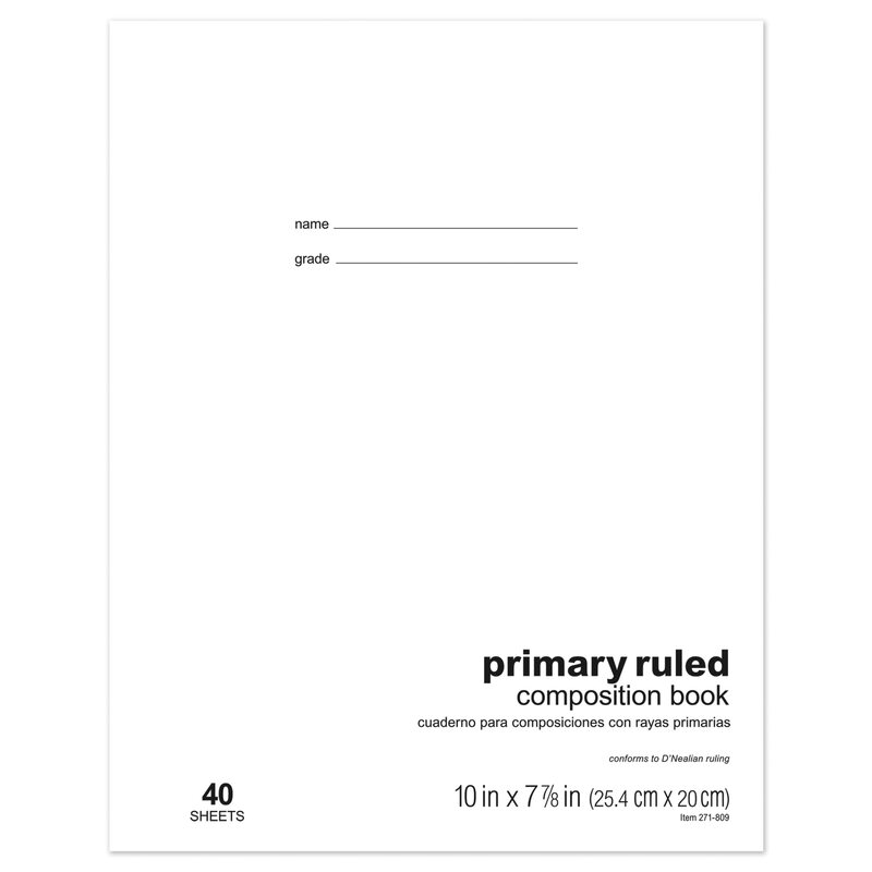Office Depot Schoolmate Composition Book, 7 7/8in. x 10in., Primary Ruled, 40 Sheets, 4170722