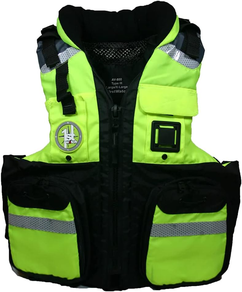First Watch AV-800 Four Pocket Flotation Vest - Hi-Vis Yellow - Large to XL