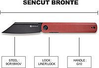 SENCUT Bronte Folding Pocket Knife with Front Flipper, 3.38 Inch 9Cr18MoV Reverse Tanto Blade