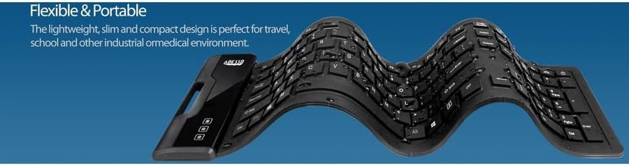 Adesso SlimTouch 232 Antimicrobial Waterproof Flexible Keyboard for Windows 8/7/Vista/XP/2000 (AKB-232UB), black