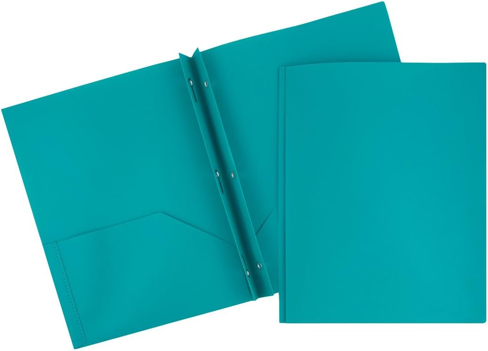 JAM Paper Plastic 2-Pocket POP Folders with Metal Prongs
