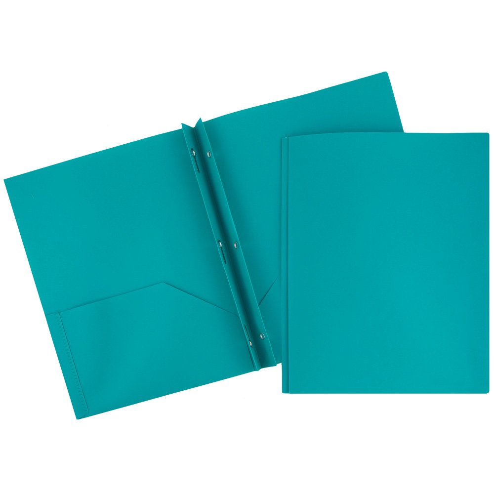 JAM Paper Plastic 2-Pocket POP Folders with Metal Prongs