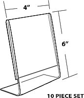 Azar Displays Acrylic L-Shaped Sign Holders, Clear - Pack of 10