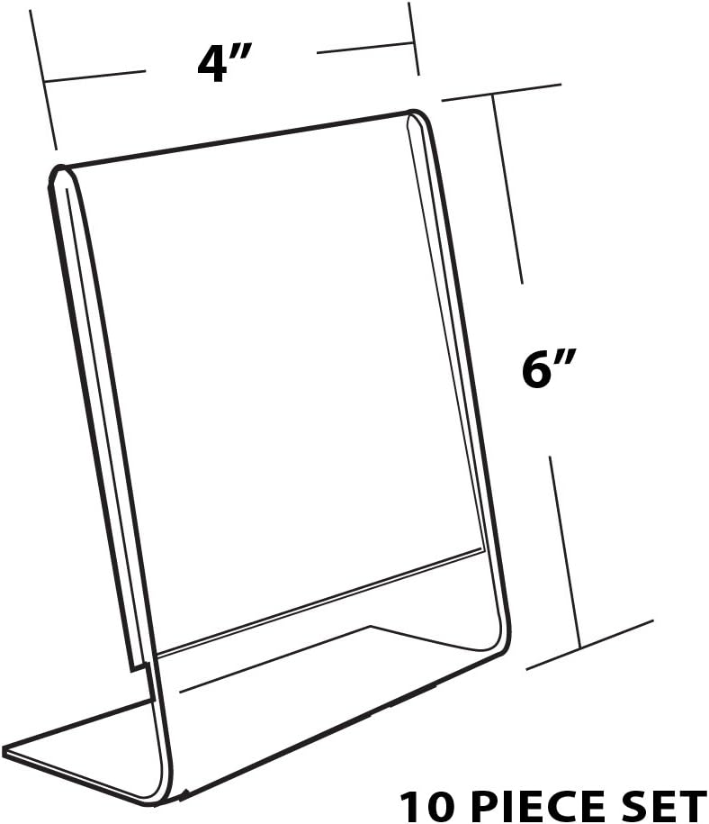 Azar Displays Acrylic L-Shaped Sign Holders, Clear - Pack of 10