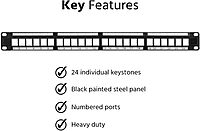 Monoprice Keystone Jack Panel, 24 ports