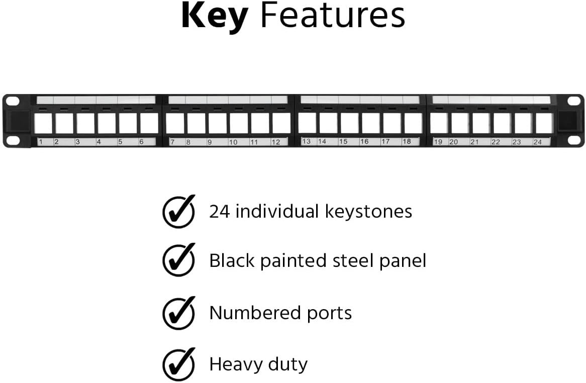 Monoprice Keystone Jack Panel, 24 ports
