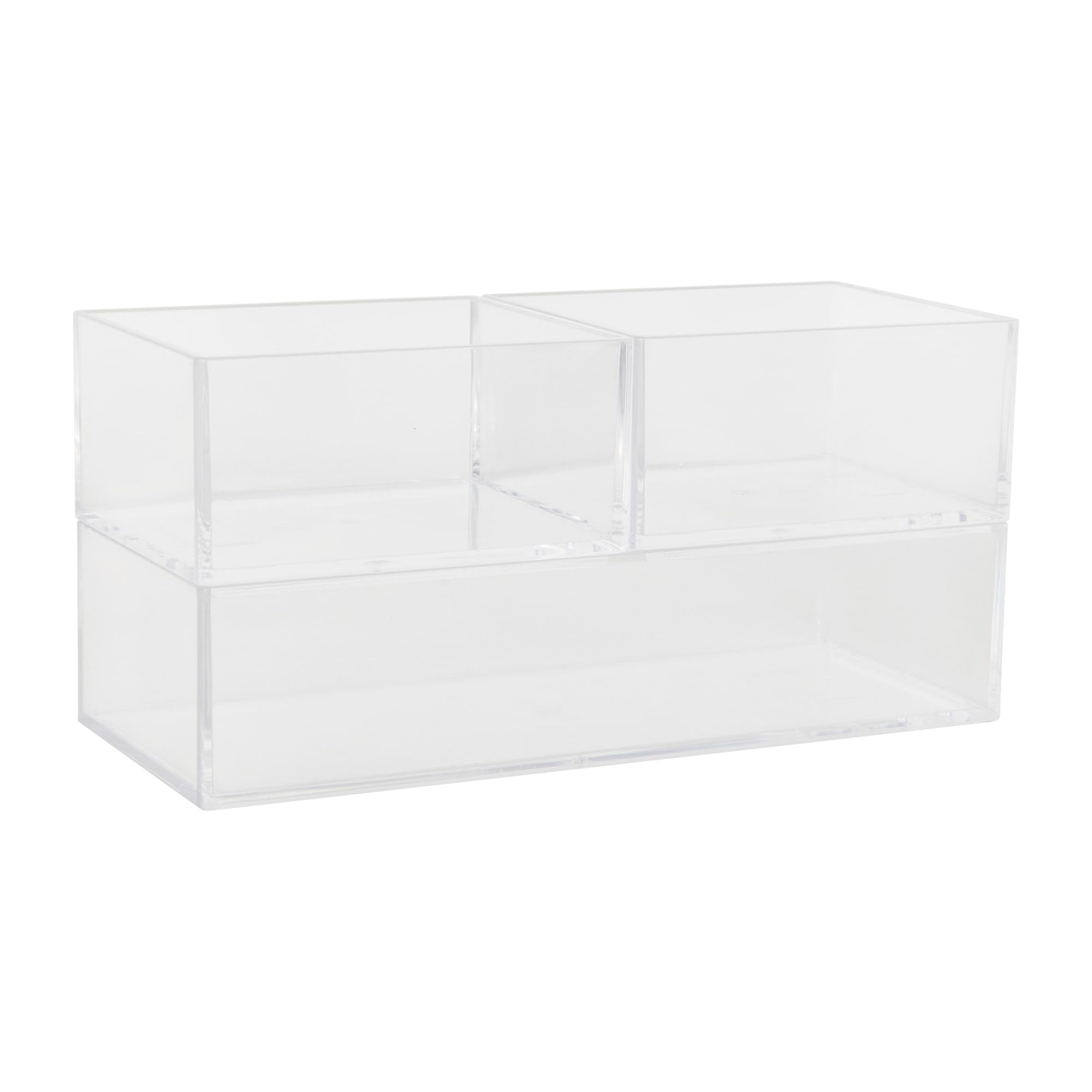 Martha Stewart Brody Stack & Slide Plastic Tray Desktop Organizer, Clear