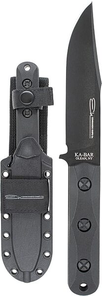 KA-BAR EK Commando Fixed Blade Knife 5" Clip Point 1095 Cro-Van Black Blade Ultramid Handle Black