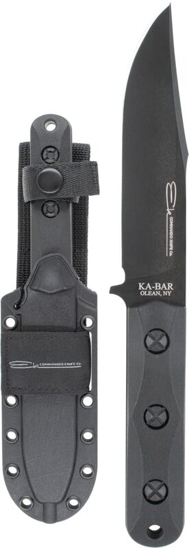 KA-BAR EK Commando Fixed Blade Knife 5" Clip Point 1095 Cro-Van Black Blade Ultramid Handle Black