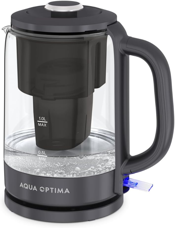 Aqua Optima Electric Kettle with Water Filter, 1500W 1.7L, Black