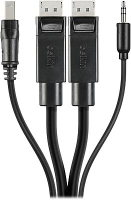 Belkin Dual-Head DP to DP KVM Combo Cable, 6ft - 6 ft KVM Cable for KVM Switch, Mouse, Keyboard, Computer, Server - Black