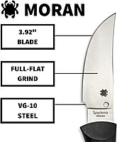 Spyderco Moran Fixed Blade Knife - Black FRN Handle with PlainEdge, Full-Flat Grind