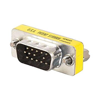 C2G HD15 VGA M/M Mini Gender Changer (Coupler) - 1 x 15-pin HD-15 Male - 1 x 15-pin HD-15 Male - Silver, Yellow