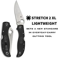 SPYDERCO Stretch 2 XL Lightweight Pocket Knife with 3.43\" VG-10 Blade and Black FRN Handle