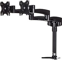 StarTech.com Desk Mount Dual Monitor Arm - Articulating - Supports Monitors 12'' to 24" (29.9lb/13.6kg) - Adjustable VESA Monitor Arm - Grommet or Desk Mount - Black (ARMDUAL)