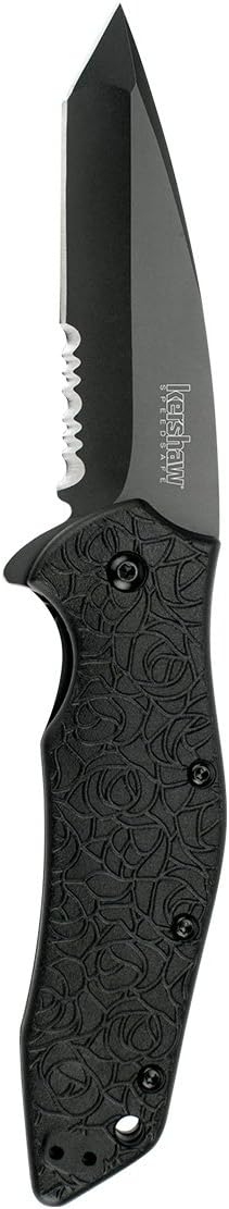 Kershaw Kuro Tanto Assisted Opening Knife (3.125" Black Serr) 1835TBLKST