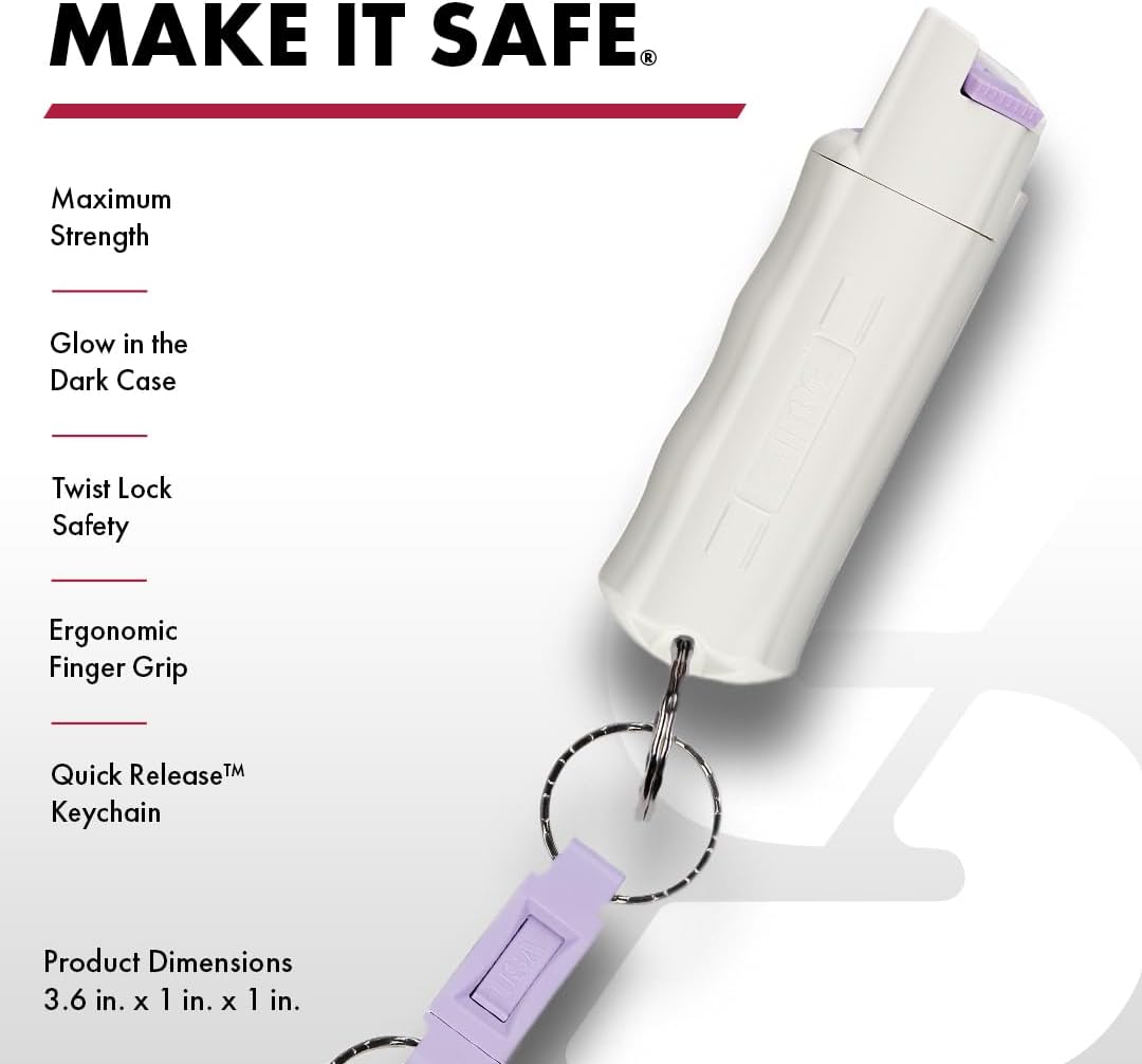 SABRE Pepper Spray Quick-Release Keychain with Finger Grip, Police-Strength OC