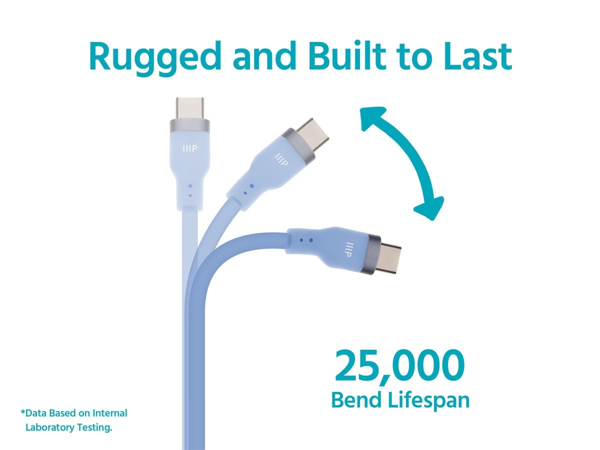 Monoprice USB 2.0 USB-C to USB-C Silicone Cable 6ft Blue