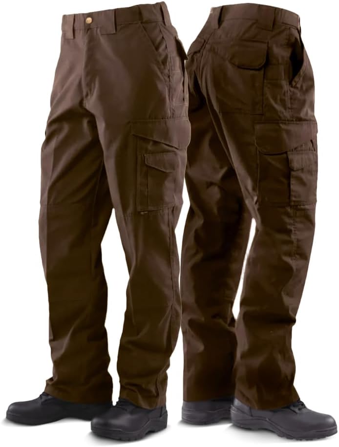 TRU-SPEC 24-7 Original Tactical Pants for Men - Water-Resistant Cargo Work Pants with Concealed Carry - Openings - Brown
