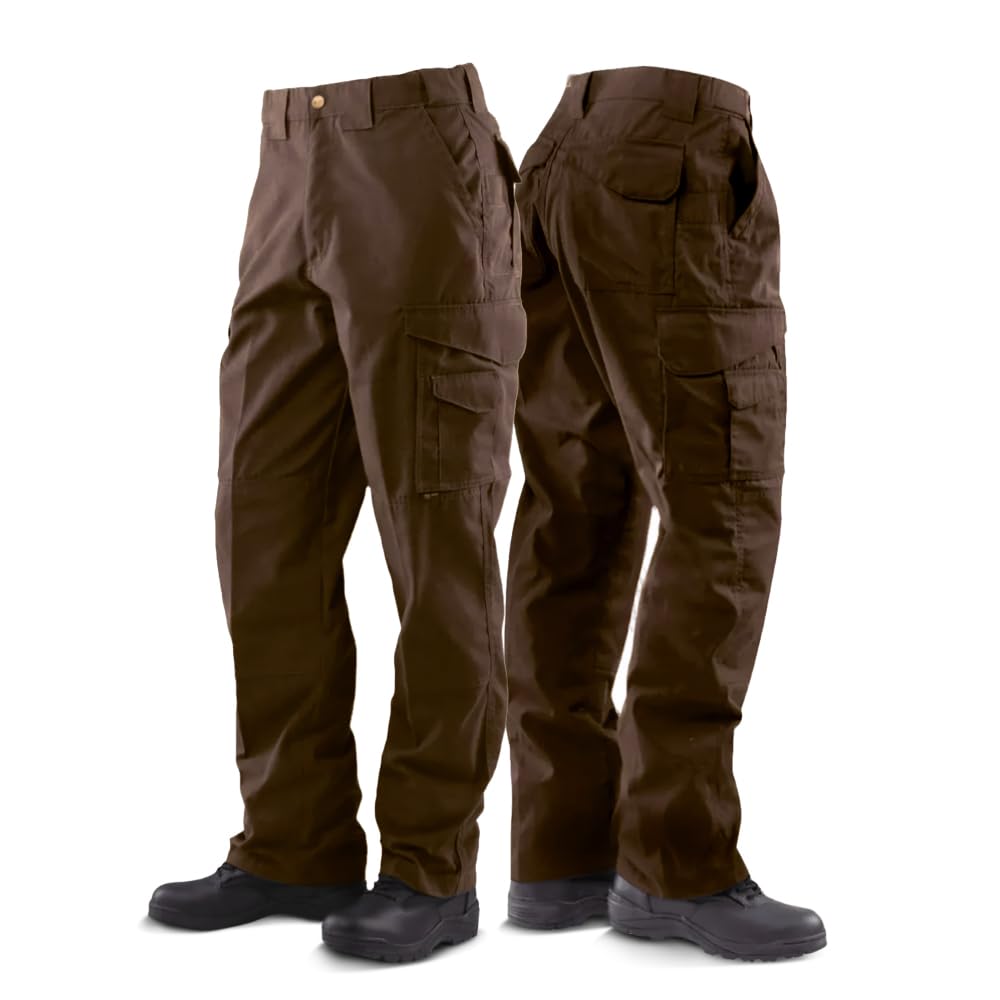 TRU-SPEC 24-7 Original Tactical Pants for Men - Water-Resistant Cargo Work Pants with Concealed Carry - Openings - Brown