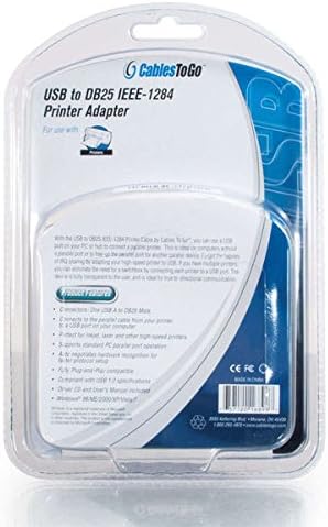 C2G 16899 USB To DB25 Parallel Printer Adapter Cable, Beige (6 Feet, 1.82 Meters)