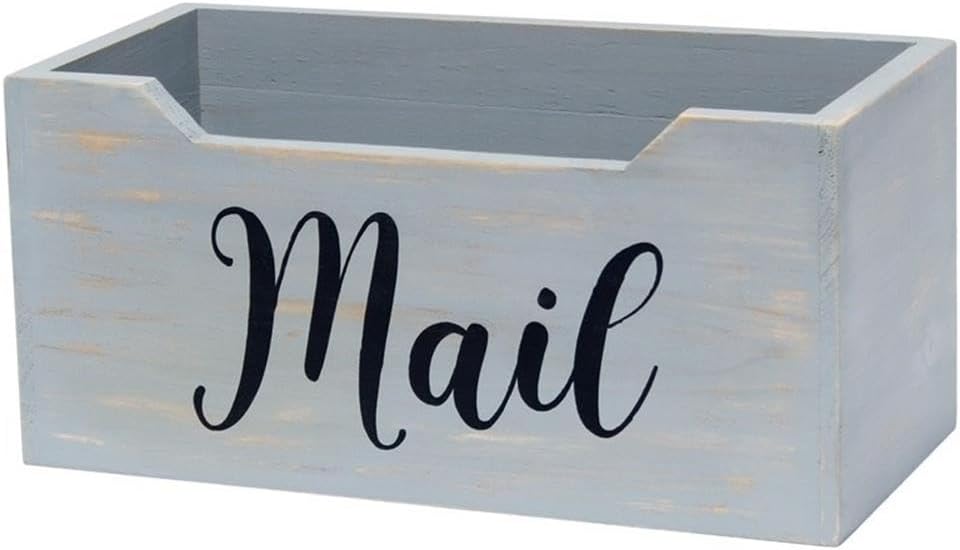 Elegant Designs Rustic Farmhouse Wooden Tabletop Mail Organizer Box